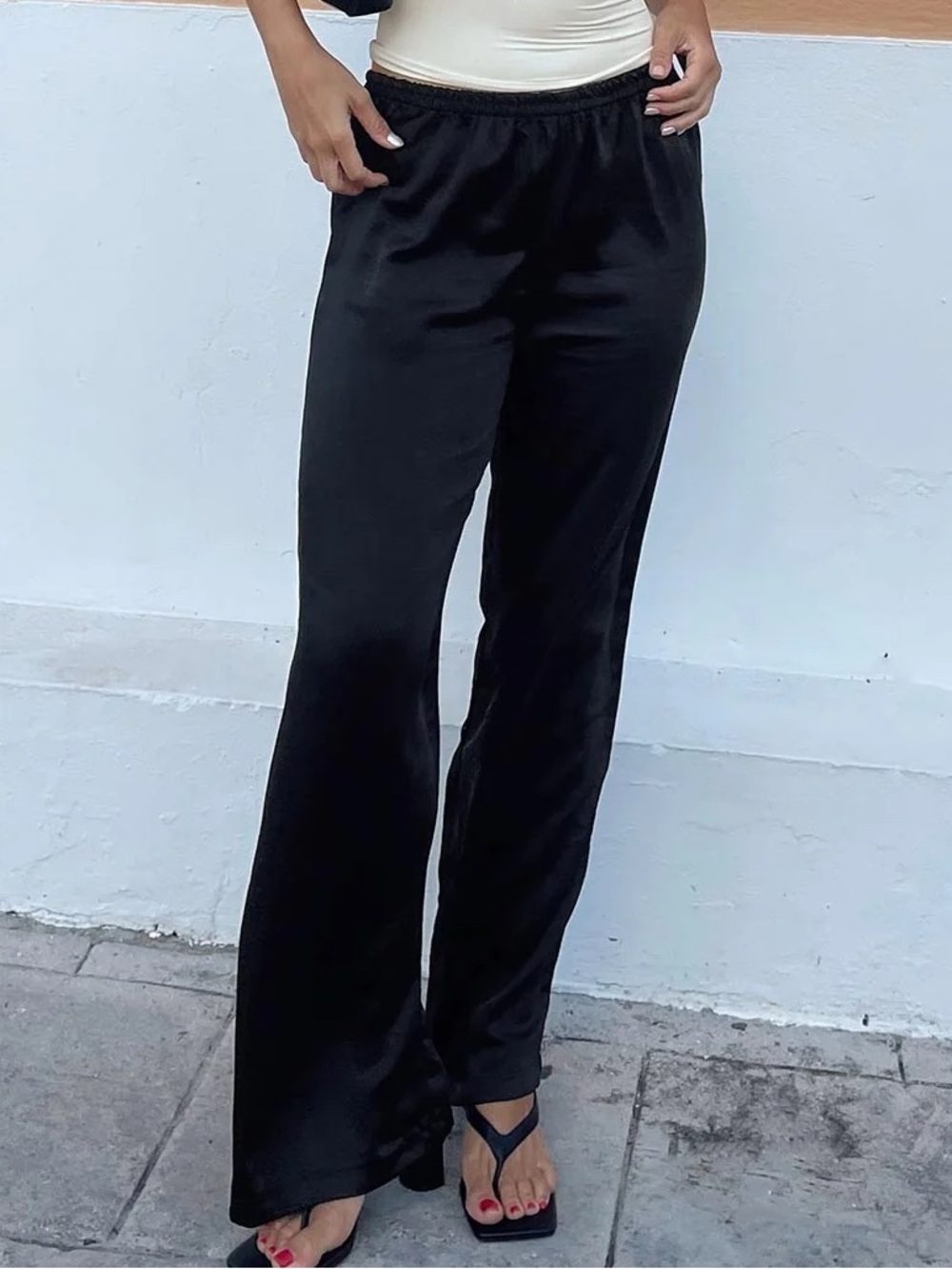 NWT Princess Polly Black Satin Nixie Pants
